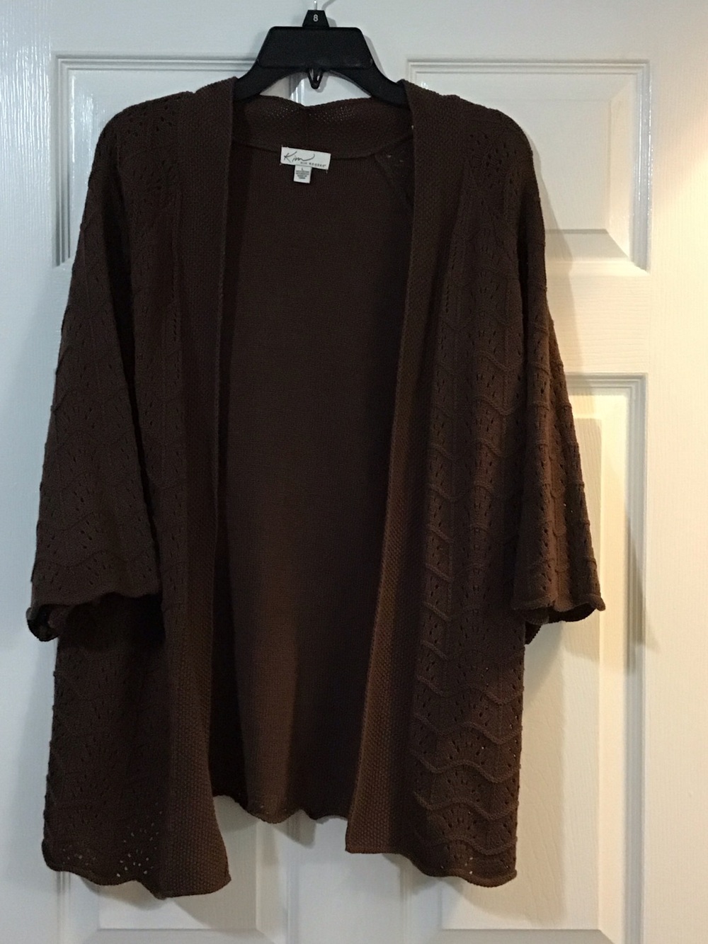 Kim Rogers Brown Open-Front Knit Cardigan